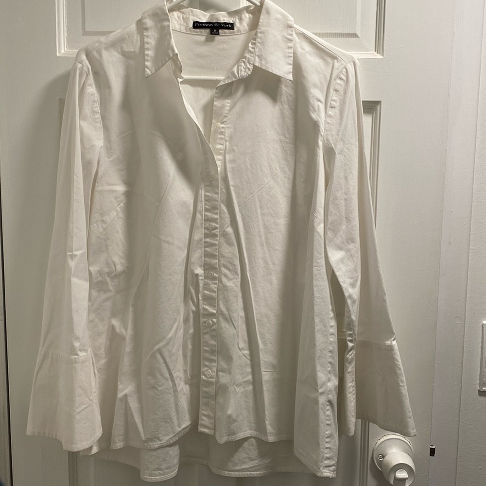 White & Black Button Down Blouses